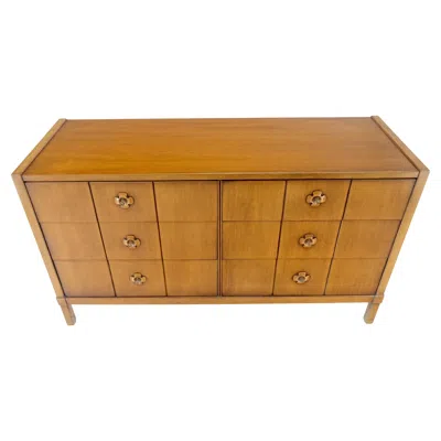 Pre-owned Drexel Compact 54" Wide Clover Shape Pulls Light Walnut 6 Drawers Dresser Mint! In Brown