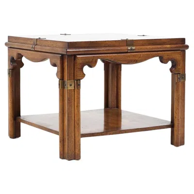 Pre-owned Drexel Contemporary Brass And Walnut Square Side End Table In Brown