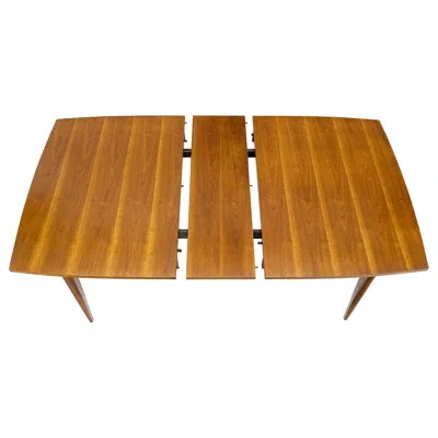 Pre-owned Drexel Danish American Mid-century Modern Walnut Boat Shape Dining Table 1 Leaf Mint In Brown