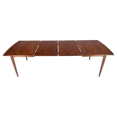 Pre-owned Drexel Danish Mid Century Modern Walnut Dining Table On Tapered Legs Two Leaves Mint! In Brown