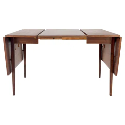 Pre-owned Drexel Danish Mid-century Modern Walnut Drop Leaf Dining Table W/ Extension Leaf Mint! In Brown