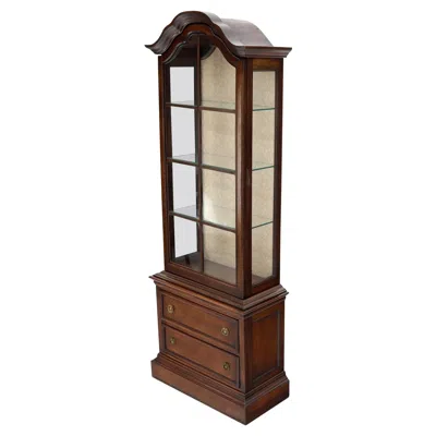 Pre-owned Drexel Dome Shape Top Glass Shelves Two Drawer Compartment Curio Display Cabinet In Brown