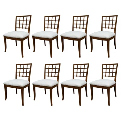 Pre-owned Drexel Eight Modernist Dining Chairs Designed By Edmund Karpinski For  In Brown