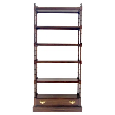 Pre-owned Drexel Faux Bamboo 6 Tier One Drawer Etagere Solid Cherry Mint In Brown
