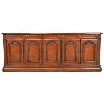 Pre-owned Drexel French Provincial Louis Xv Carved Walnut Sideboard Or Bar Cabinet In Brown