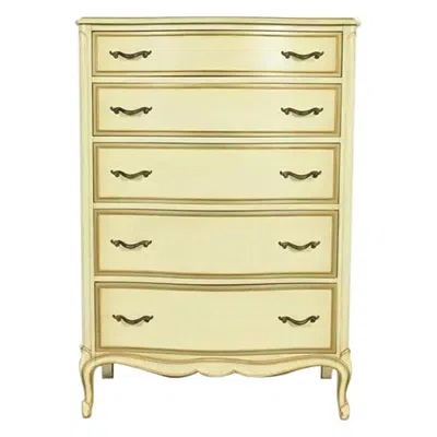 Pre-owned Drexel French Provincial Louis Xv Cream Lacquered Highboy Dresser, 1956 In White