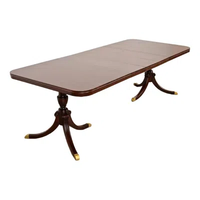 Pre-owned Drexel Georgian Double Pedestal Extension Dining Table, Newly Refinished In Brown