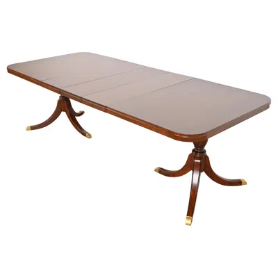 Pre-owned Drexel Georgian Mahogany Double Pedestal Extension Dining Table, Refinished In Brown
