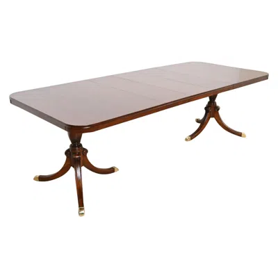 Pre-owned Drexel Georgian Mahogany Double Pedestal Extension Dining Table, Refinished In Brown