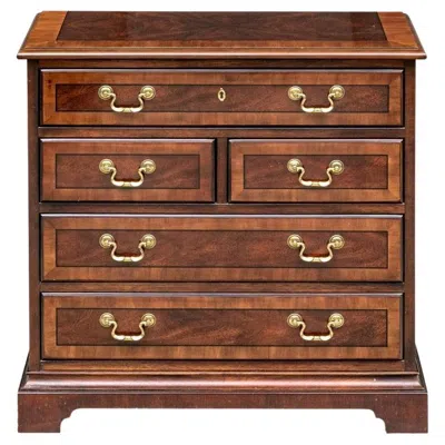 Pre-owned Drexel Heritage Banded Mahogany Chippendale Five-drawer Bachelor Chest In Brown