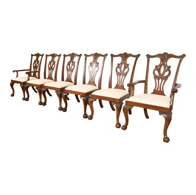 Pre-owned Drexel Heritage Chippendale Carved Mahogany Dining Chairs, Set Of Six In Brown