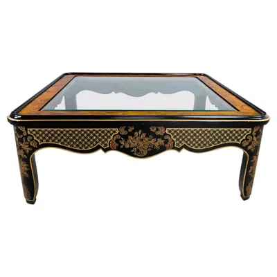 Pre-owned Drexel Heritage Et Cetera Collection Chinoiserie Black Gold & Burl Coffee Table