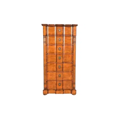 Pre-owned Drexel Heritage French Empire Carved Fruitwood Lingerie Chest Or Semainier In Brown