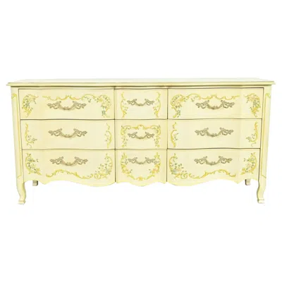 Pre-owned Drexel Heritage French Provincial Louis Xv Cream Lacquered Triple Dresser, 1970s In White