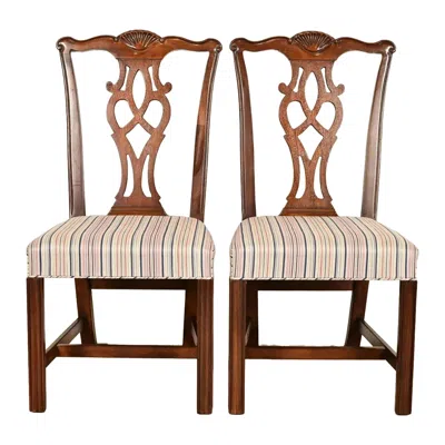 Pre-owned Drexel Heritage Georgian Carved Mahogany Side Chairs Or Dining Chairs, Pair In Brown