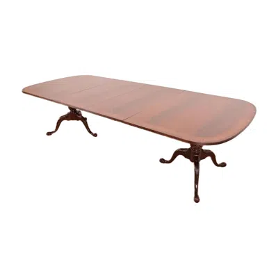 Pre-owned Drexel Heritage Georgian Mahogany Pedestal Dining Table, Newly Refinished In Brown