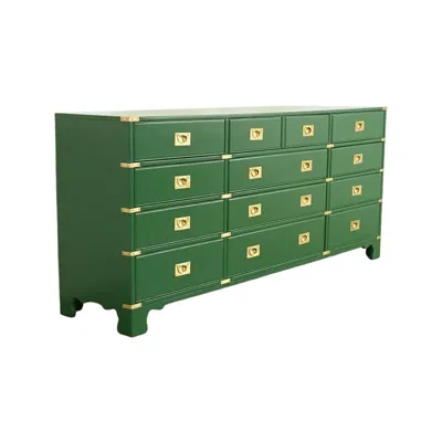 Pre-owned Drexel Heritage Hollywood Regency Campaign Dresser Newly Refinished In Brown