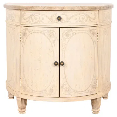 Pre-owned Drexel Heritage Italian Neoclassical Demilune Cabinet In Brown