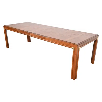 Pre-owned Drexel Heritage Mid-century Hollywood Regency Walnut Extension Dining Table In Brown