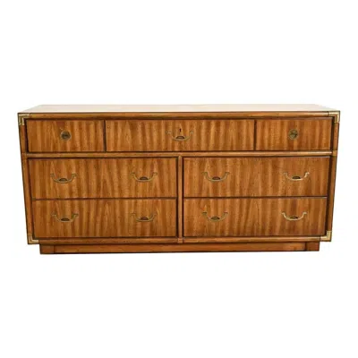 Pre-owned Drexel Heritage Mid-century Modern Hollywood Regency Campaign Walnut Dresser In Brown