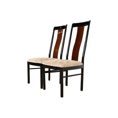 Pre-owned Drexel Heritage Mid-century Modern Hollywood Regency Walnut Dining Chairs, Pair In Brown