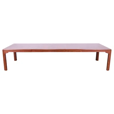 Pre-owned Drexel Heritage Mid-century Modern Oak And Burl Wood Dining Table, Refinished In Brown