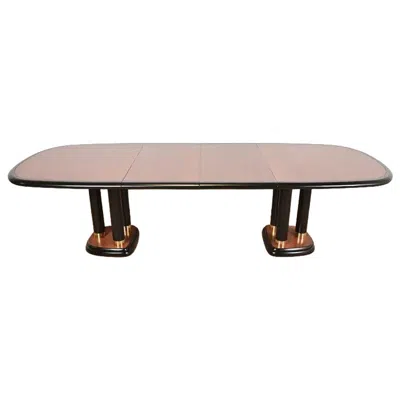 Pre-owned Drexel Heritage Modern Art Deco Walnut And Black Lacquered Pedestal Dining Table