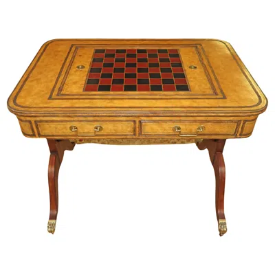 Pre-owned Drexel Heritage Regency Style Leather And Mahogany Game Table In Brown