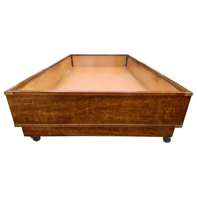 Pre-owned Drexel Iconic Mid Century Modern  Furniture Brigade Platform Bed On Castors In Brown