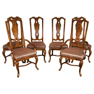 Pre-owned Drexel Italian Tuscan Dining Chairs Set Of 6 In Brown