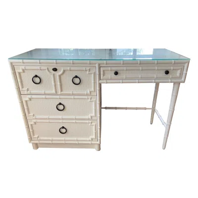 Pre-owned Drexel Kensington Faux Bamboo Desk In Brown