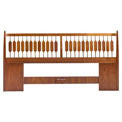 Pre-owned Drexel Kipp Stewart For  Declaration Mid Century Walnut King Headboard In Brown