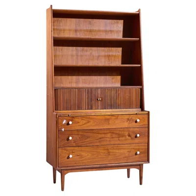Pre-owned Drexel Kipp Stewart For  Declaration Mid Century Walnut Secretary Desk In Brown