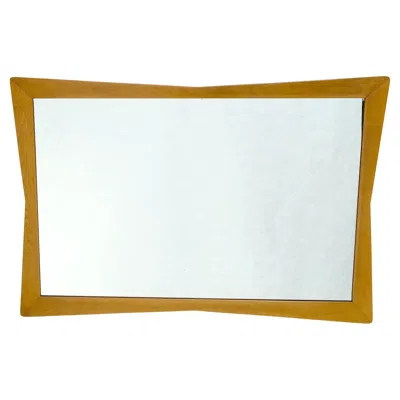 Pre-owned Drexel Large Mcm 51" Wide Light Walnut Bow Tie Rectangle 3d Frame Wall Mirror Mint! In Brown
