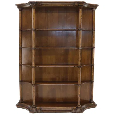 Pre-owned Drexel Large Oversize Figural Country French Style Open Bookcase With Spindles In Brown