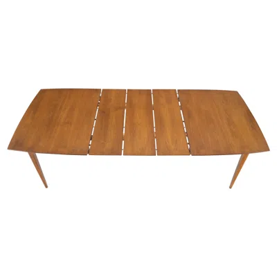 Pre-owned Drexel Light Walnut American Mid-century Modern Boat Shape Dining Table 3 Leaves Mint! In Brown