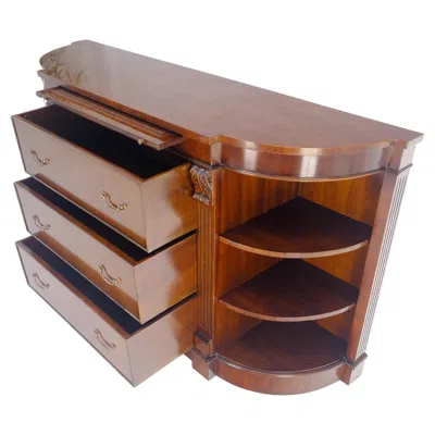 Pre-owned Drexel Mahogany C1940s 3 Drawer Shelves Sideboard Credenza Console Mint In Brown