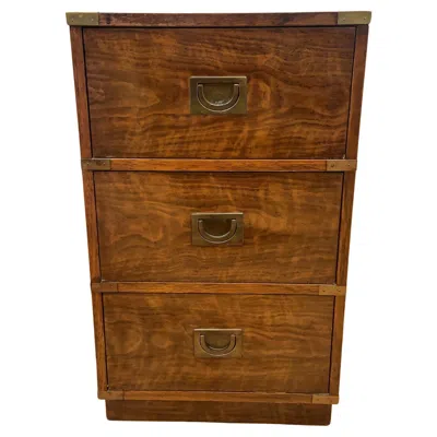 Pre-owned Drexel Mid Century Modern Campaign Style Lift Top Executive File Chest In Brown