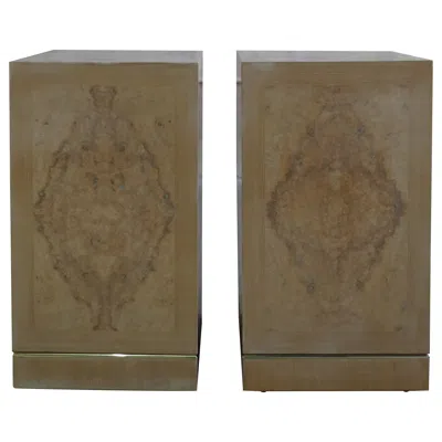 Pre-owned Drexel Mid-century Burl Wood Pedestals By  Heritage - Set Of 2 In Brown