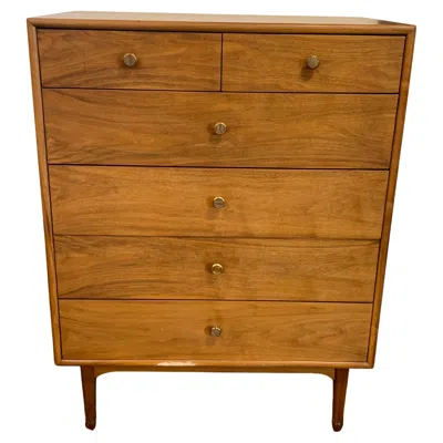 Pre-owned Drexel Mid-century Modern Kipp Stewart For  “declaration” Walnut Highboy Dresser In Brown