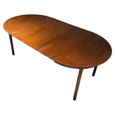 Pre-owned Drexel Mid-century Modern Oval Round Expandable Dining Table  Heritage In Brown