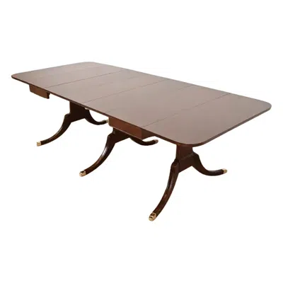 Pre-owned Drexel Regency Carved Mahogany Drop-leaf Pedestal Dining Table, Newly Refinished In Brown