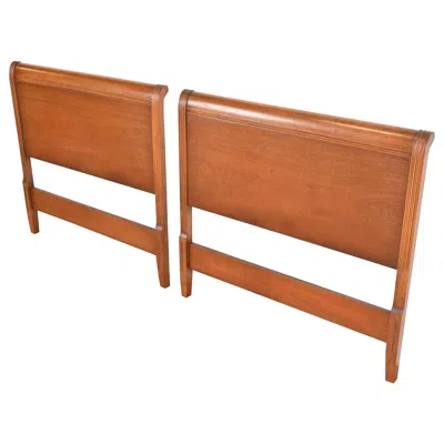 Pre-owned Drexel Regency Carved Mahogany Twin Headboards, Pair In Brown