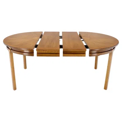 Pre-owned Drexel Round Sunburst Pattern Mid-century Modern Dining Table With Two Leaves Mint In Brown