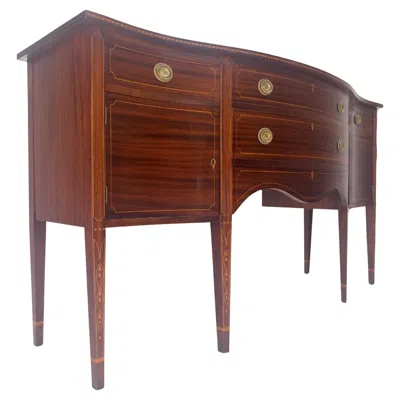 Pre-owned Drexel Serpentine Front Federal 6' Long Inlaid Mahogany Sideboard Credenza Console Mint In Brown