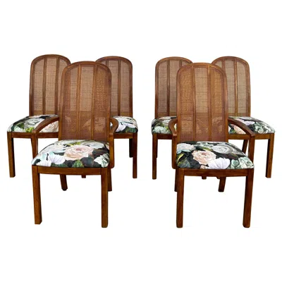 Pre-owned Drexel Set Of 6 Reupholstered  Passage Dining Chairs In Brown