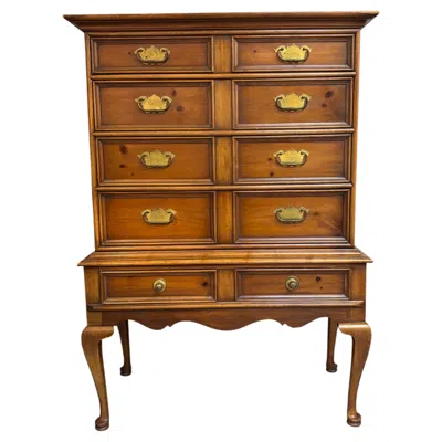 Pre-owned Drexel Tall Boy Dresser, Walnut, Hollywood Regency Style, Usa, 1970 In Brown