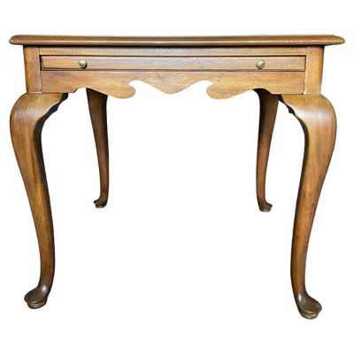 Pre-owned Drexel Tea Table W/shelf And Queen Anne Legs In Brown