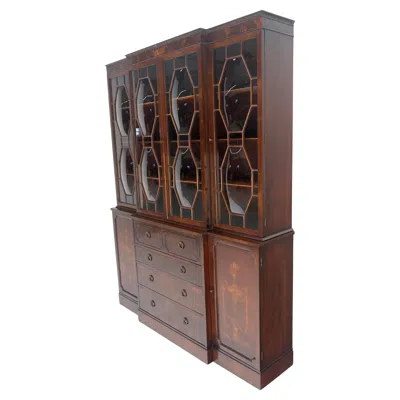 Pre-owned Drexel Very Fine Custom C1940s Bubble Glass Drop Front Butlers Desk Break Front Mint In Brown