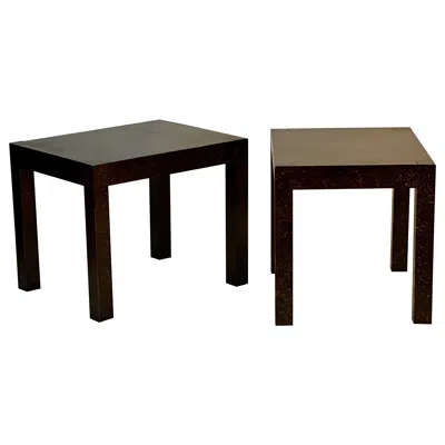 Pre-owned Drexel Vintage 1970s  Parsons Black And Gold Oil Drop Lacquered Side Tables, Pair